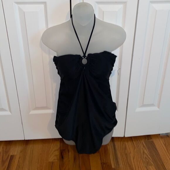 Motherhood Maternity Black One Piece Swimsuit Bathing Suit Beach Bump Large L - Picture 1 of 7